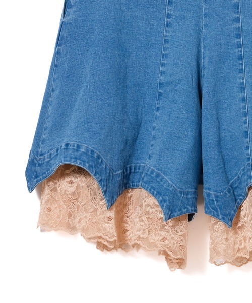 NON TOKYO(ノントーキョー)の「BATWING HEM DENIM & LACE SHORTS(デニムパンツ・レディース・ブルー/ブラック・FREE)」の9枚目の写真