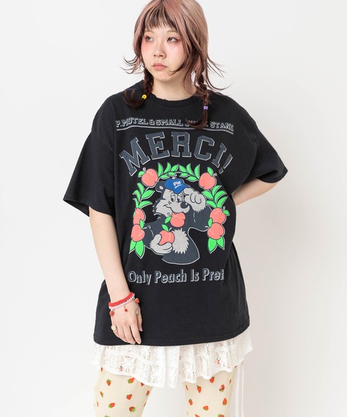RNA(アールエヌエー)の「M2682 PINKMOTEL モモクマプリントTEE(Tシャツ/カットソー・レディース・アッシュグレー/ブラック/ホワイト/ピンク・MEDIUM)」の7枚目の写真