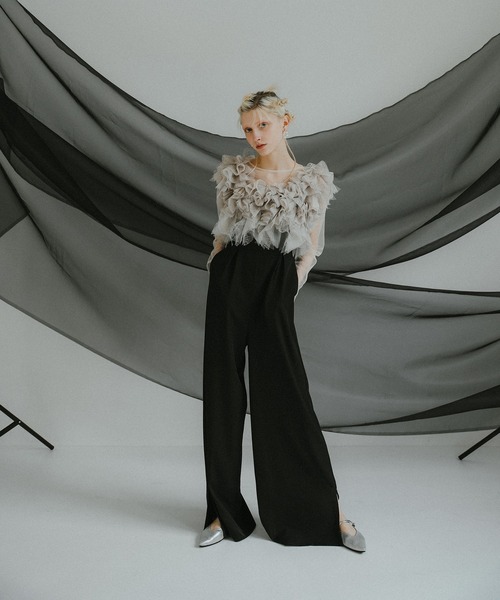 新品タグ付き✨️定価1.8万円 et.UNiVER パンツドレス ブラックLサイズ Noir glitter pants set（パンツドレス）｜et.UNiVER（エトユニベール