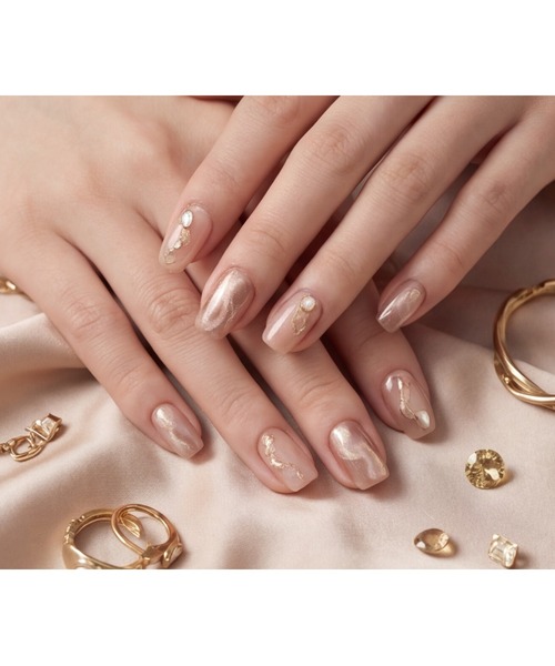 KONVINI（コンビニ）の「【not a nail】水光マグネットデザインスクエアロングネイルチップ（ネイルシール/ネイルチップ・レディース・ライトベージュ/ブラック系その他・MEDIUM）」の2枚目の写真