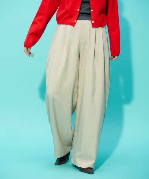 JEANASIS(ジーナシス)の「【ひろみ企画】ストライプパンツ/664280(スラックス・レディース・グレー/ブラウン/ベージュ・MEDIUM/LARGE)」の3枚目の写真