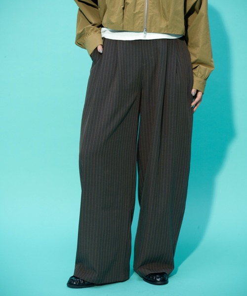 JEANASIS(ジーナシス)の「【ひろみ企画】ストライプパンツ/664280(スラックス・レディース・グレー/ブラウン/ベージュ・MEDIUM/LARGE)」の2枚目の写真
