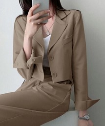【セットアップ】ショート丈ジャケット&タックパンツ 上下2点セット