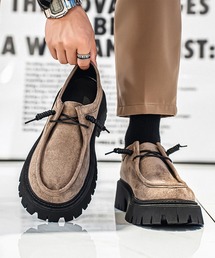 WESTBOY（ウエストボーイ）の「厚底 スエード調 ボリュームソール 6.5cm レースアップ  モカシンシューズ WO26S8SH01（モカシン/デッキシューズ・メンズ）」