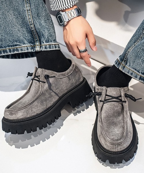 WESTBOY(ウエストボーイ)の「厚底 スエード調 ボリュームソール 6.5cm レースアップ モカシンシューズ WO26S8SH01(モカシン/デッキシューズ・メンズ・グレー/ブラック/ベージュ・42/43/44)」の16枚目の写真
