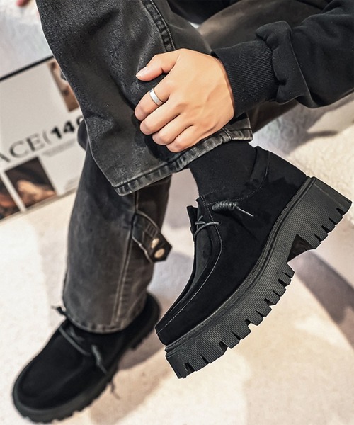 WESTBOY(ウエストボーイ)の「厚底 スエード調 ボリュームソール 6.5cm レースアップ モカシンシューズ WO26S8SH01(モカシン/デッキシューズ・メンズ・グレー/ブラック/ベージュ・42/43/44)」の5枚目の写真