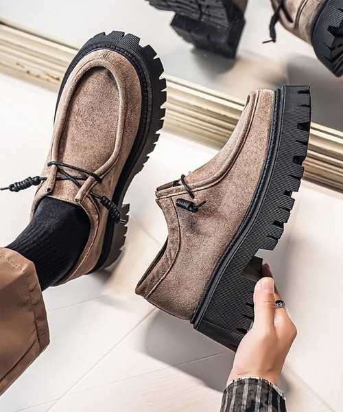 WESTBOY(ウエストボーイ)の「厚底 スエード調 ボリュームソール 6.5cm レースアップ モカシンシューズ WO26S8SH01(モカシン/デッキシューズ・メンズ・グレー/ブラック/ベージュ・42/43/44)」の8枚目の写真