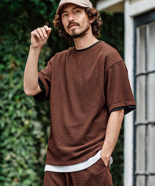 CAMBIO(カンビオ)の「mt10483- Russell Layered Short Sleeve Cut sew レイヤードTシャツ(S66626cmb)(Tシャツ/カットソー・メンズ・オリーブ/ブラック/ベージュ/ブラウン・L/M/S)」の3枚目の写真