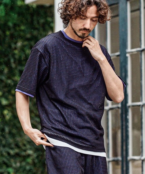 CAMBIO(カンビオ)の「mt10483- Russell Layered Short Sleeve Cut sew レイヤードTシャツ(S66626cmb)(Tシャツ/カットソー・メンズ・オリーブ/ブラック/ベージュ/ブラウン・L/M/S)」の2枚目の写真