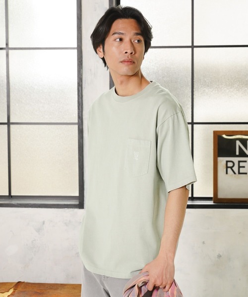 BAYFLOW(ベイフロー)の「SNOWワンポイントTシャツ(Tシャツ/カットソー・メンズ・セージグリーン/オフホワイト/グレー/ピンク・MEDIUM/LARGE)」の4枚目の写真