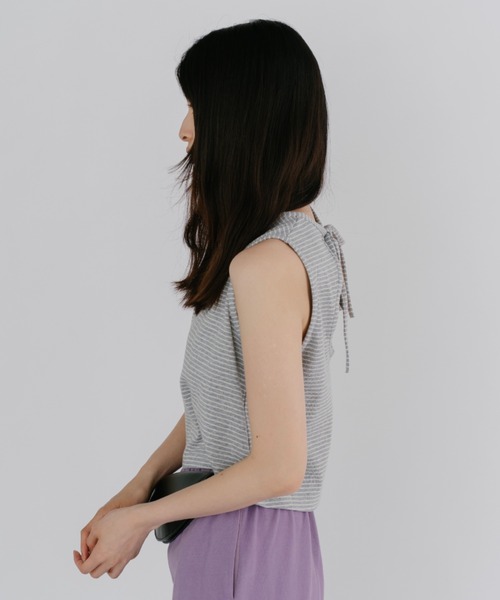 duei(デュイ)の「バックオープンボーダーノースリーブトップス(Tシャツ/カットソー・レディース・ライトグレー/チャコールグレー・FREE)」の12枚目の写真