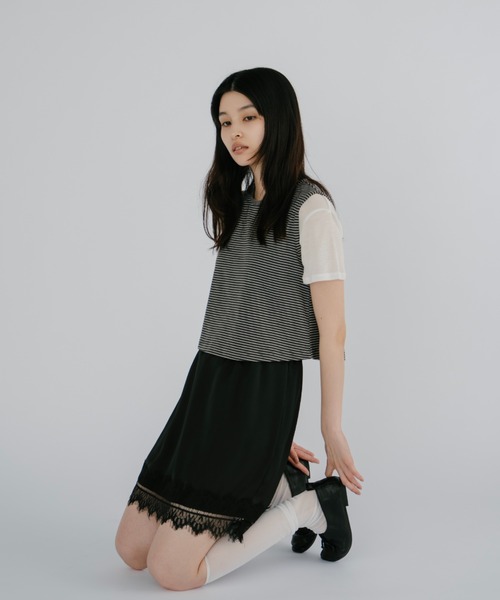 duei(デュイ)の「バックオープンボーダーノースリーブトップス(Tシャツ/カットソー・レディース・ライトグレー/チャコールグレー・FREE)」の9枚目の写真