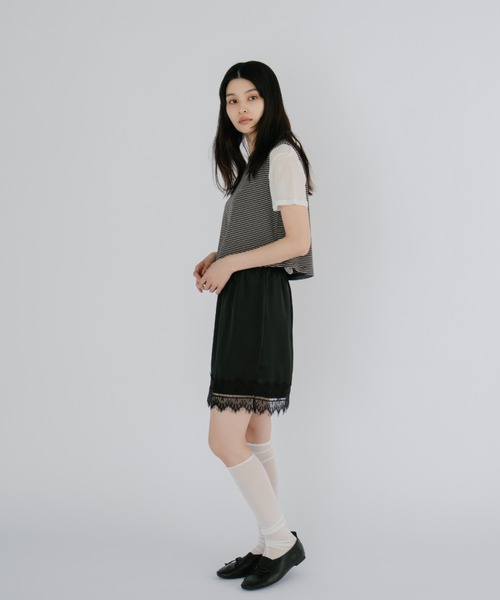 duei(デュイ)の「バックオープンボーダーノースリーブトップス(Tシャツ/カットソー・レディース・ライトグレー/チャコールグレー・FREE)」の7枚目の写真