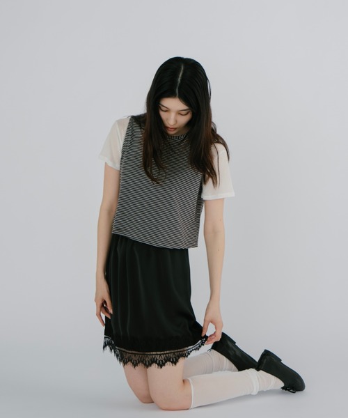 duei(デュイ)の「バックオープンボーダーノースリーブトップス(Tシャツ/カットソー・レディース・ライトグレー/チャコールグレー・FREE)」の8枚目の写真