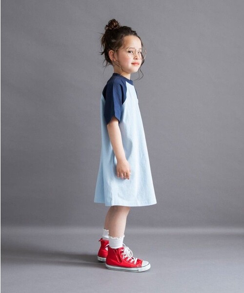 DRC branshes(ディーアールシーブランシェス)の「【WEB限定/DRC】ラグラン半袖ワンピース(ワンピース・キッズ・サックスブルー/アイボリー/その他1/チャコールグレー・100/120/150/130/140/110)」の15枚目の写真