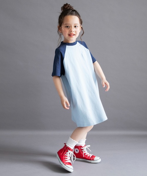 DRC branshes(ディーアールシーブランシェス)の「【WEB限定/DRC】ラグラン半袖ワンピース(ワンピース・キッズ・サックスブルー/アイボリー/その他1/チャコールグレー・100/120/150/130/140/110)」の21枚目の写真