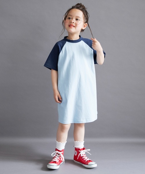 DRC branshes(ディーアールシーブランシェス)の「【WEB限定/DRC】ラグラン半袖ワンピース(ワンピース・キッズ・サックスブルー/アイボリー/その他1/チャコールグレー・100/120/150/130/140/110)」の22枚目の写真