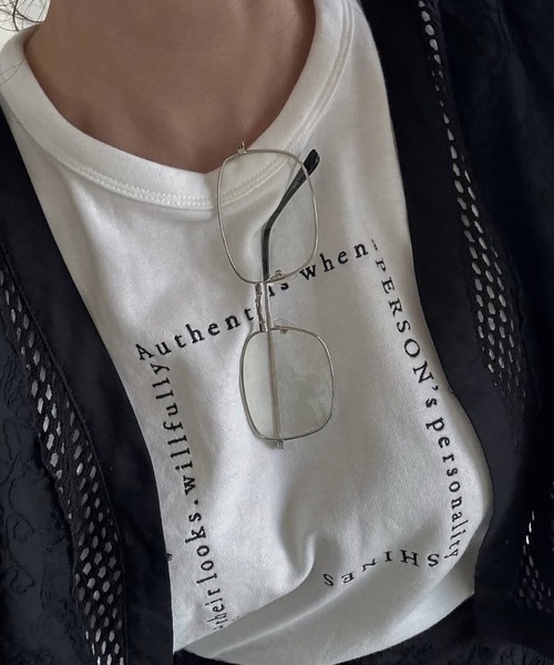 WILLFULLY(ウィルフリー)の「embroidery square logo pack T-shirt(Tシャツ/カットソー・レディース・ホワイト×ブラック・FREE)」の8枚目の写真