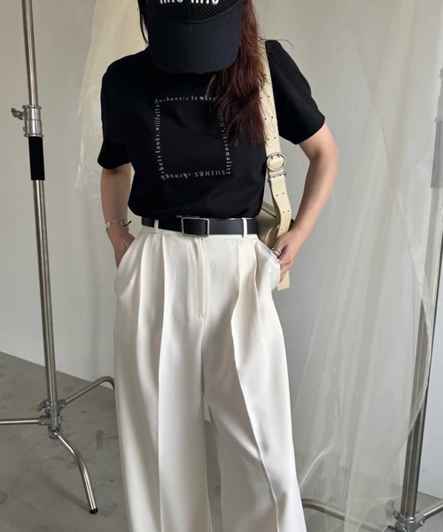 WILLFULLY(ウィルフリー)の「embroidery square logo pack T-shirt(Tシャツ/カットソー・レディース・ホワイト×ブラック・FREE)」の9枚目の写真