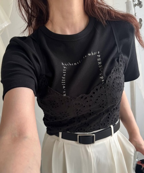 WILLFULLY(ウィルフリー)の「embroidery square logo pack T-shirt(Tシャツ/カットソー・レディース・ホワイト×ブラック・FREE)」の4枚目の写真