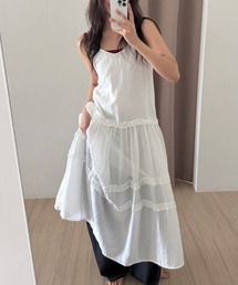 YUGA_YGMC Korean-style Lace and frill layered camisole dress