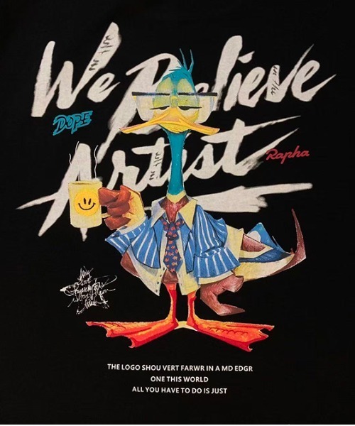 revertical（リバーティカル）の「グラフィックバックプリントTシャツ／ダックイラスト 半袖ルーズT（Tシャツ/カットソー・メンズ・ホワイト/チャコール/ブラック・LARGE/MEDIUM）」の9枚目の写真