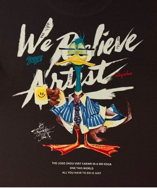 revertical（リバーティカル）の「グラフィックバックプリントTシャツ／ダックイラスト 半袖ルーズT（Tシャツ/カットソー・メンズ・ホワイト/チャコール/ブラック・LARGE/MEDIUM）」の12枚目の写真