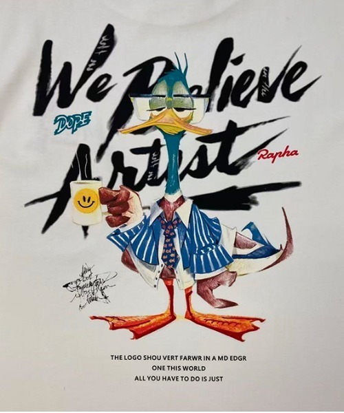 revertical（リバーティカル）の「グラフィックバックプリントTシャツ／ダックイラスト 半袖ルーズT（Tシャツ/カットソー・メンズ・ホワイト/チャコール/ブラック・LARGE/MEDIUM）」の6枚目の写真
