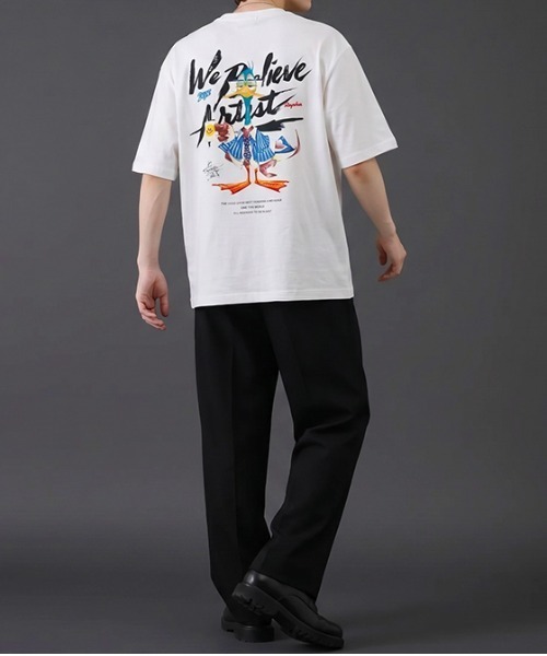 revertical（リバーティカル）の「グラフィックバックプリントTシャツ／ダックイラスト 半袖ルーズT（Tシャツ/カットソー・メンズ・ホワイト/チャコール/ブラック・LARGE/MEDIUM）」の21枚目の写真