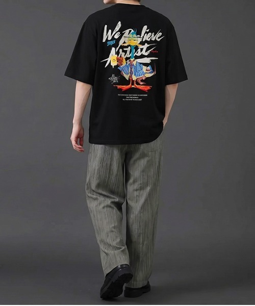 revertical（リバーティカル）の「グラフィックバックプリントTシャツ／ダックイラスト 半袖ルーズT（Tシャツ/カットソー・メンズ・ホワイト/チャコール/ブラック・LARGE/MEDIUM）」の16枚目の写真