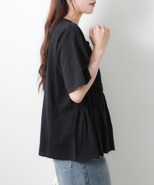 Riberry(リベリー)の「【接触冷感】ビスチェライクギャザーコットンTシャツ(Tシャツ/カットソー・レディース・チャコールグレー/ブラック/アイボリー・MEDIUM)」の21枚目の写真