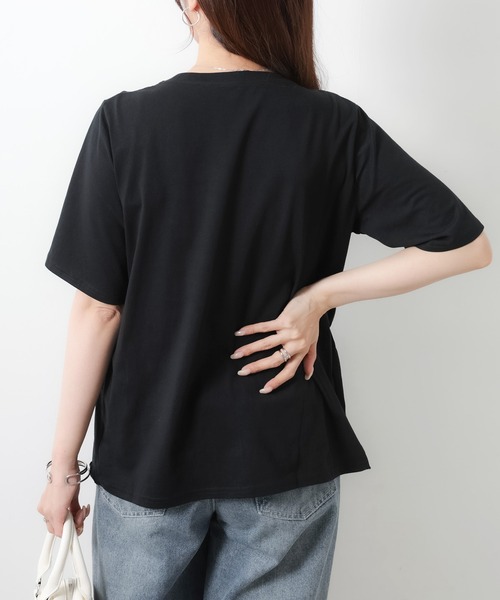 Riberry(リベリー)の「【接触冷感】ビスチェライクギャザーコットンTシャツ(Tシャツ/カットソー・レディース・チャコールグレー/ブラック/アイボリー・MEDIUM)」の22枚目の写真