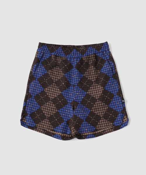 YUKI HASHIMOTO（ユウキハシモト）の「YUKI HASHIMOTO / ユウキハシモト ARGYLE PRINTED SWIM SHORT（その他パンツ・メンズ・ブラウン/ブラック・48/46）」の2枚目の写真