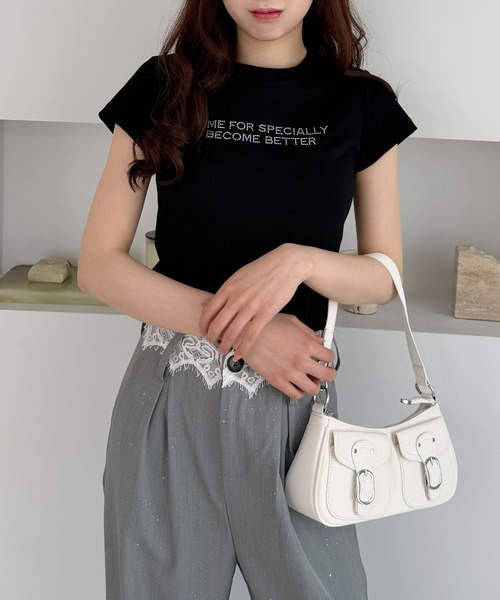 frunco(フランコ)の「ラインストーンロゴT(Tシャツ/カットソー・レディース・ピンク/ホワイト/ブラック/ブルー・FREE)」の22枚目の写真