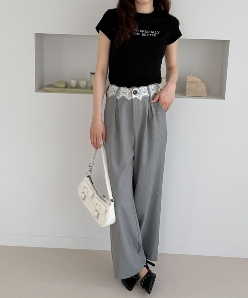 frunco(フランコ)の「ラインストーンロゴT(Tシャツ/カットソー・レディース・ピンク/ホワイト/ブラック/ブルー・FREE)」の7枚目の写真