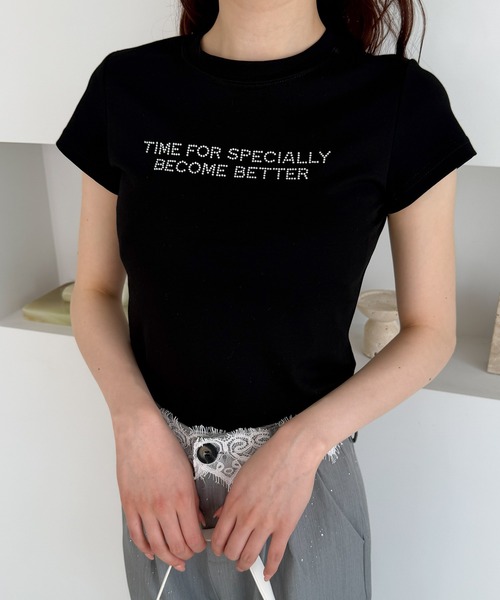 frunco(フランコ)の「ラインストーンロゴT(Tシャツ/カットソー・レディース・ピンク/ホワイト/ブラック/ブルー・FREE)」の18枚目の写真