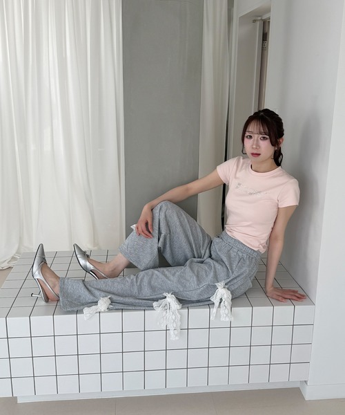 frunco(フランコ)の「ラインストーンロゴT(Tシャツ/カットソー・レディース・ピンク/ホワイト/ブラック/ブルー・FREE)」の11枚目の写真