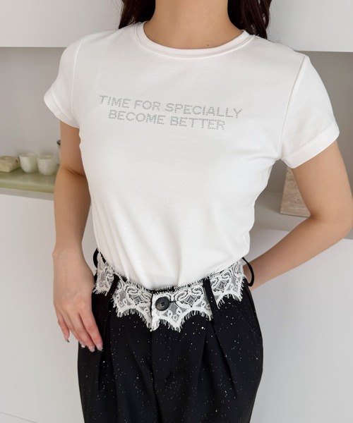 frunco(フランコ)の「ラインストーンロゴT(Tシャツ/カットソー・レディース・ピンク/ホワイト/ブラック/ブルー・FREE)」の17枚目の写真