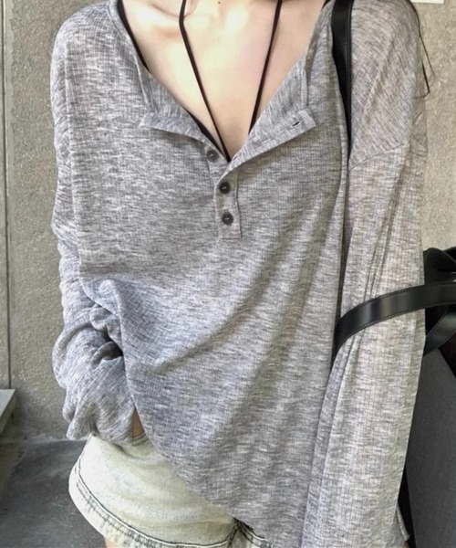 SHOUYO(ショウヨウ)の「スキッパーネック シアーリブカットソー(Tシャツ/カットソー・レディース・モカ/グレー/ピンク・M)」の16枚目の写真