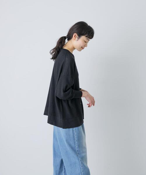 かぐれ(カグレ)の「リネンワイドクルーネックカーディガン(カーディガン/ボレロ・レディース・ブラック/ナチュラル・FREE)」の5枚目の写真