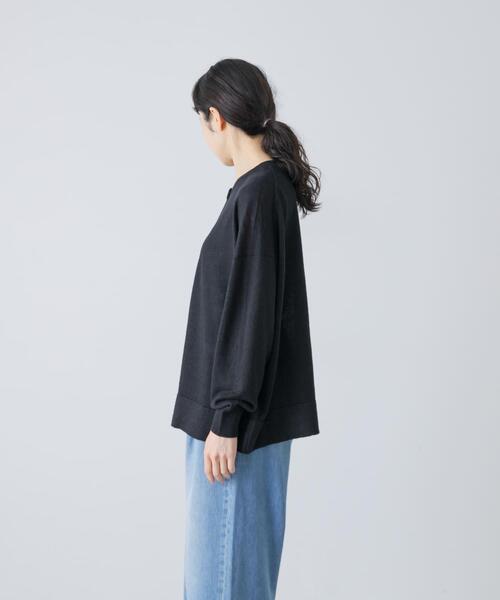 かぐれ(カグレ)の「リネンワイドクルーネックカーディガン(カーディガン/ボレロ・レディース・ブラック/ナチュラル・FREE)」の9枚目の写真