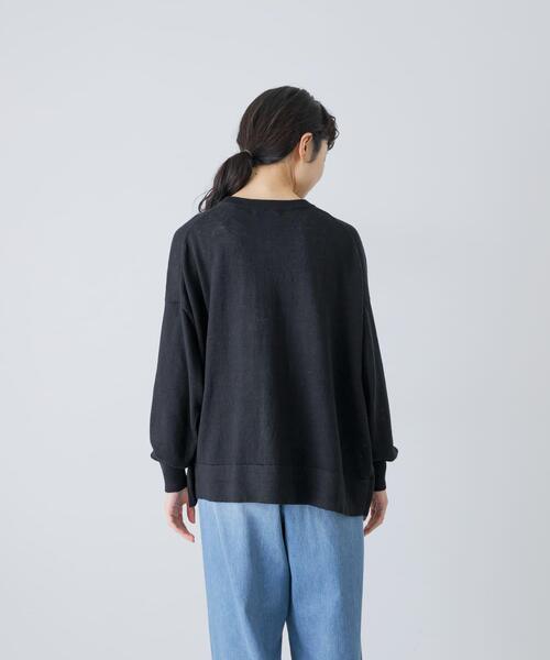 かぐれ(カグレ)の「リネンワイドクルーネックカーディガン(カーディガン/ボレロ・レディース・ブラック/ナチュラル・FREE)」の10枚目の写真