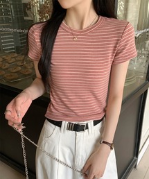 クルーネックボーダー半袖Tシャツ