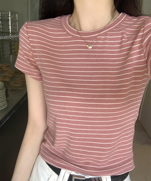 LAFFMO(ラフモ)の「クルーネックボーダー半袖Tシャツ(Tシャツ/カットソー・レディース・イエロー/ピンク・F)」の17枚目の写真