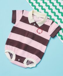 ニャンコのロンパース ボーダー ピンク PK あわせがい対象商品（ワッペン別売）】ニャンコのロンパース ボーダー