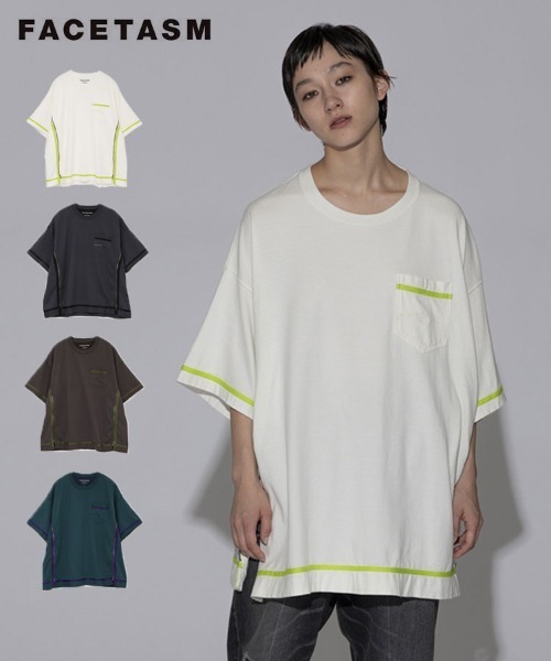 STYLISE（スタイライズ）の「【FACETASM】CURVY SLIT BIG TEE / 4カラー [MYK-TEE-01]（Tシャツ/カットソー・メンズ・グレー/ホワイト/ブラウン/グリーン・5）」の7枚目の写真