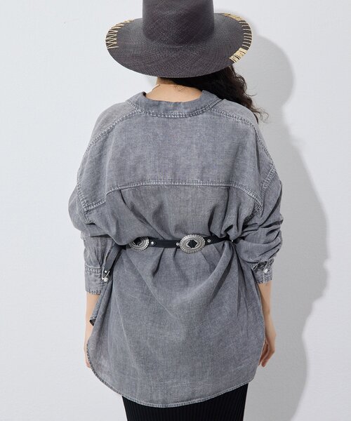 Whim Gazette(ウィムガゼット)の「デニムシフォンシャツ(シャツ/ブラウス・レディース・ブルー系その他/ライトグレー・FREE)」の7枚目の写真