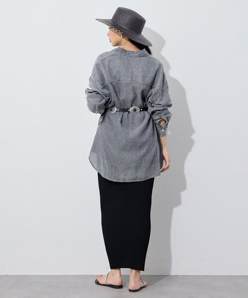 Whim Gazette(ウィムガゼット)の「デニムシフォンシャツ(シャツ/ブラウス・レディース・ブルー系その他/ライトグレー・FREE)」の12枚目の写真