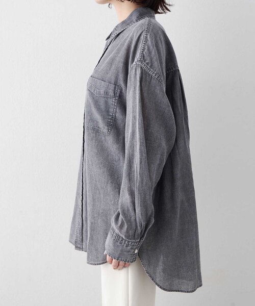 Whim Gazette(ウィムガゼット)の「デニムシフォンシャツ(シャツ/ブラウス・レディース・ブルー系その他/ライトグレー・FREE)」の14枚目の写真