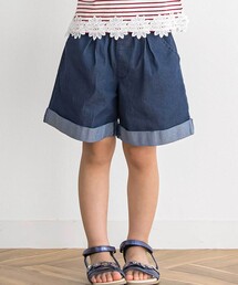 BeBe Petits Pois Vert | 【店舗限定】裾折り返しデニムショートパンツ(95~160cm)(デニムパンツ)